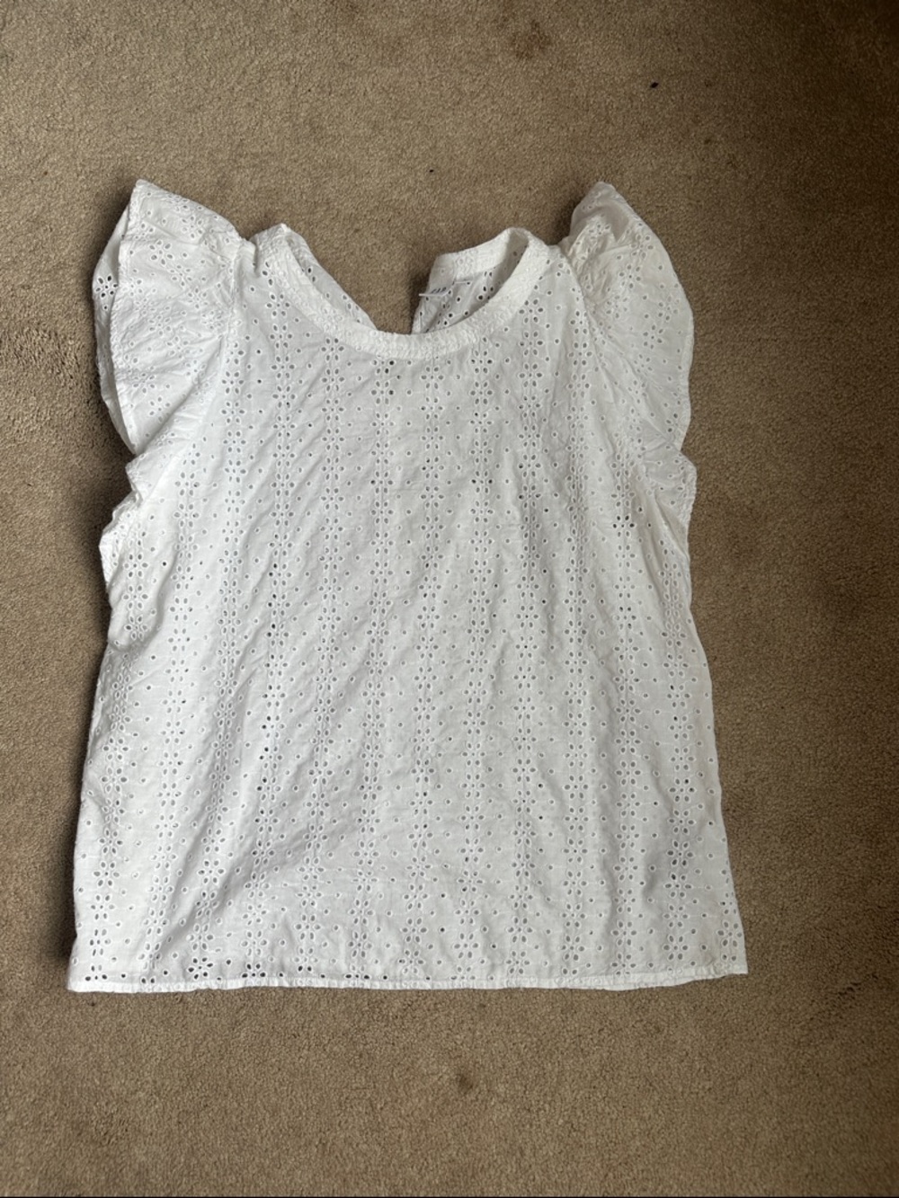 Gap White Eyelet Flutter Sleeve Women's Top